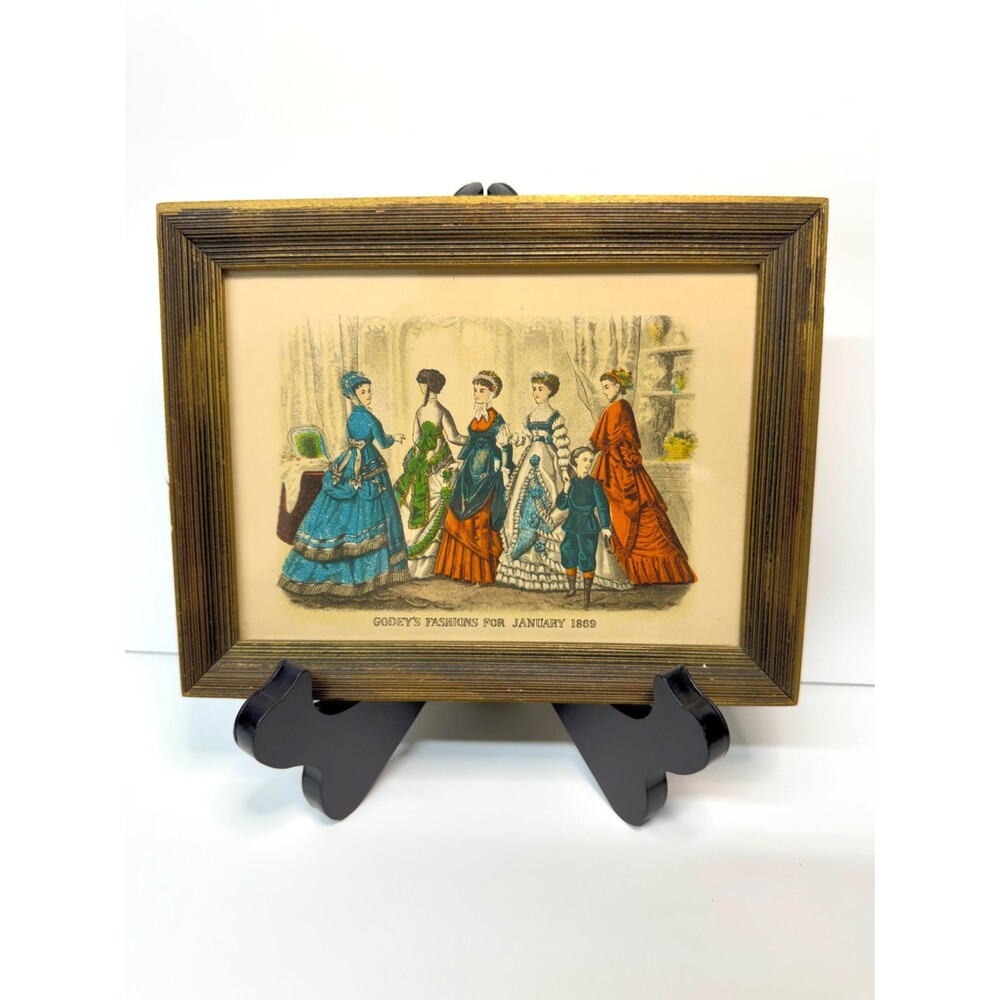 Vintage Framed Godey’s Fashions Print | Victorian Wall Art